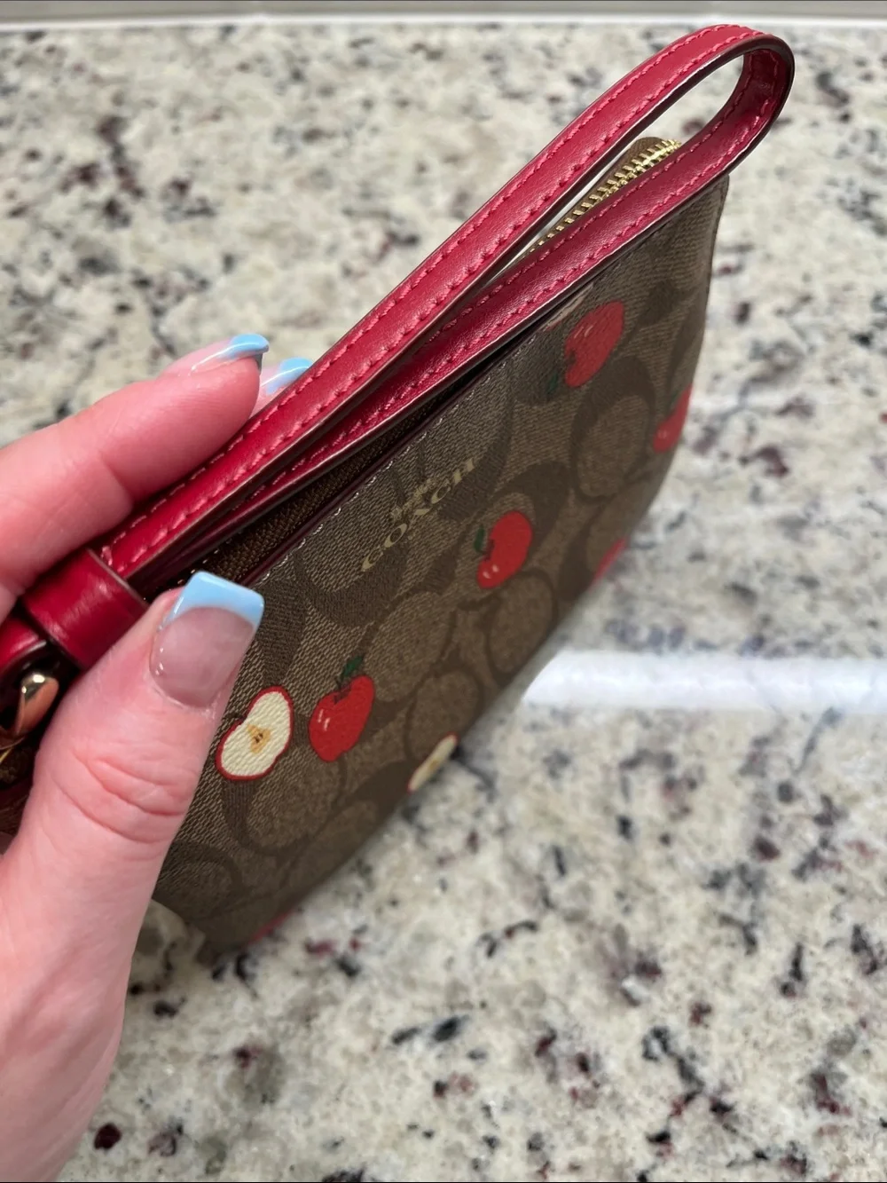 Coach Signature Print with Apples Wristlet NWOT